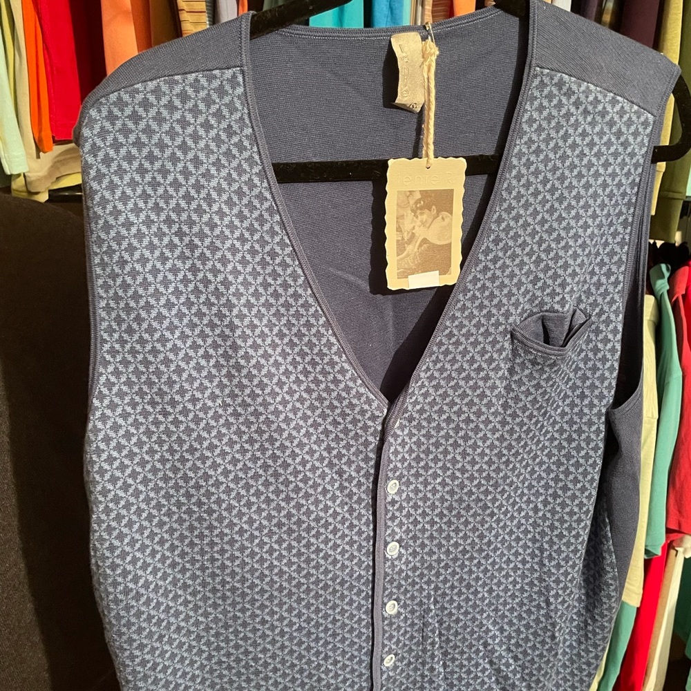 (New) Men’s Vest / Silk Cotton / Blue